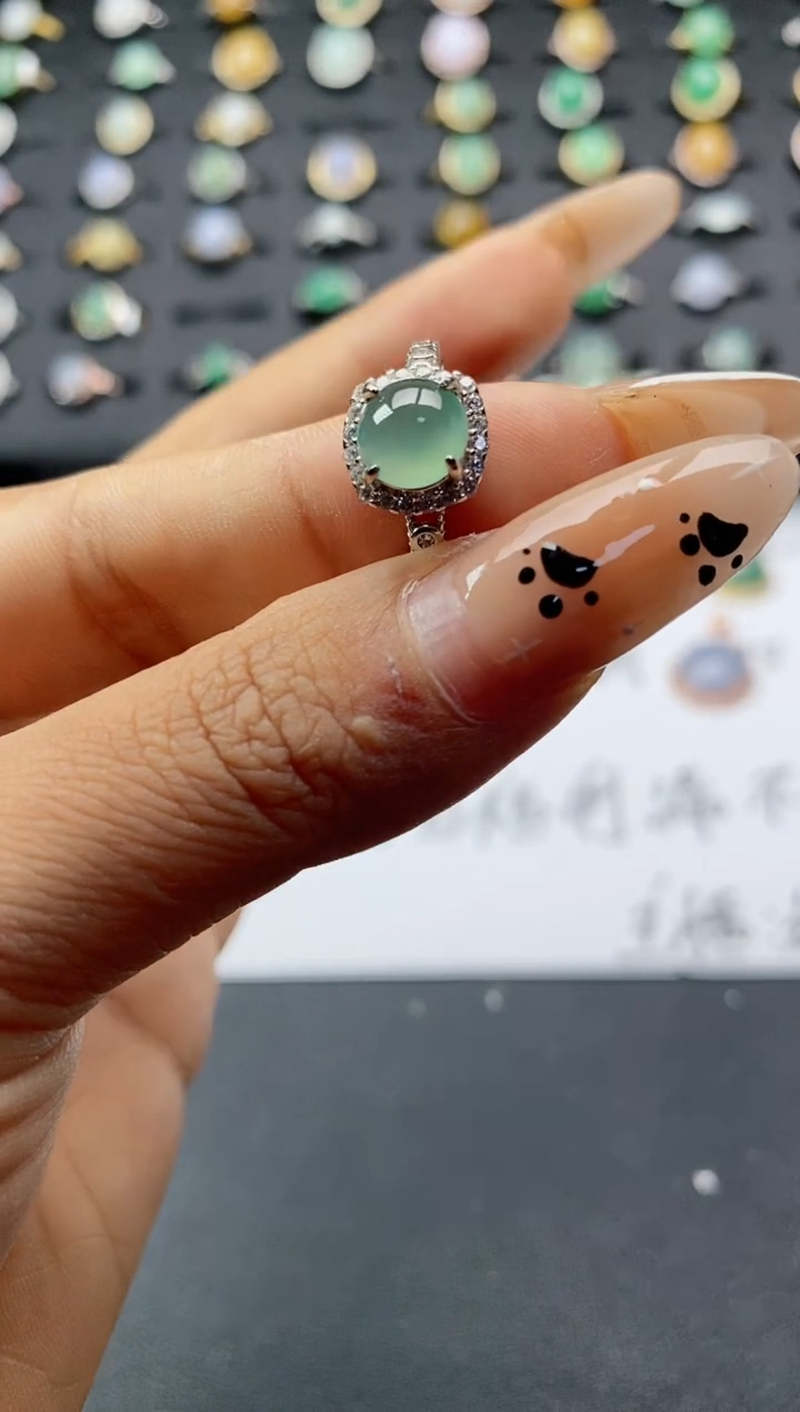 翡翠戒指银S925镶嵌.