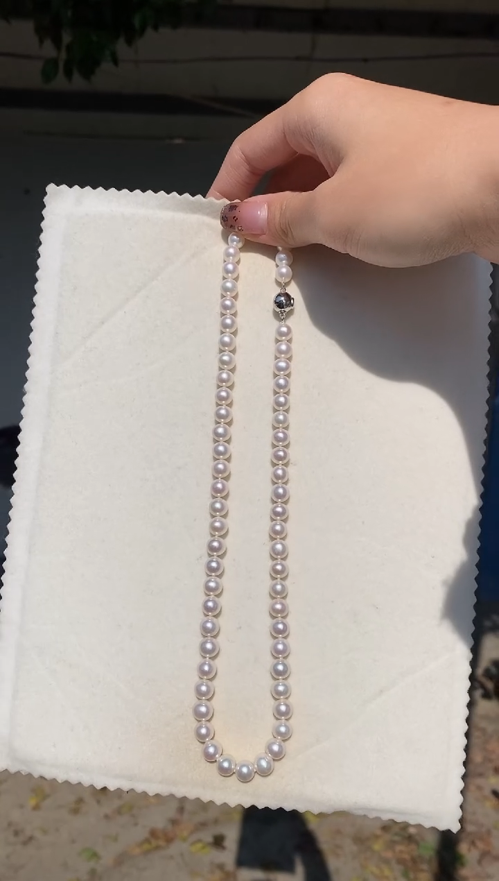 银S925镶嵌颈饰海水珍珠7-8正圆无暇