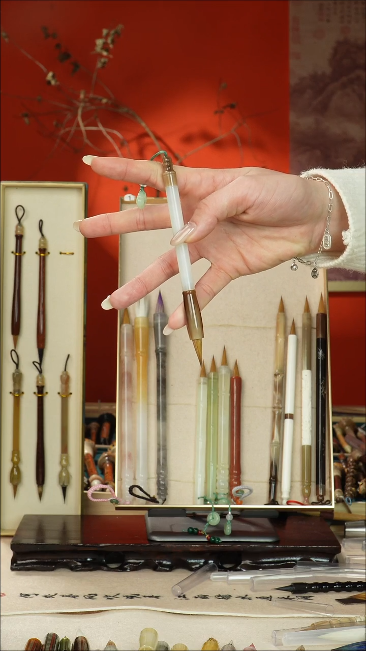 184号闪孤品高货毛笔链接 清水试笔 蘸墨不退