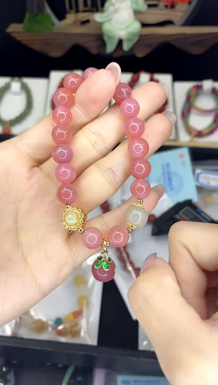 【闪购商品】玛瑙/玉髓手链银S925镀金镶嵌玛瑙手链