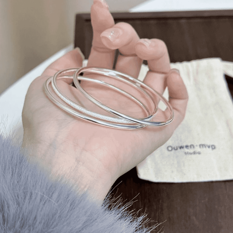 足银手镯 三生三世银手镯女纯银999简约百搭520送女朋友礼物素圈