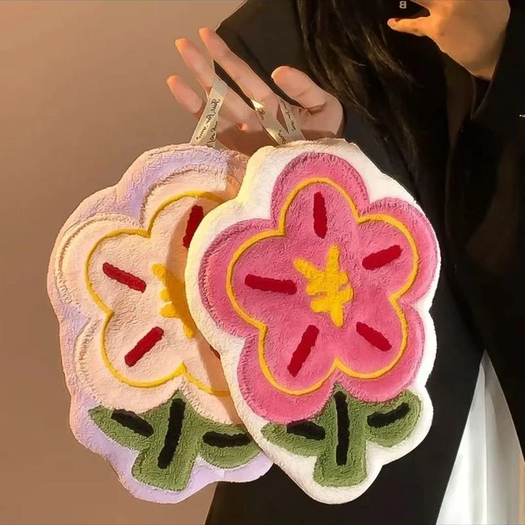 【拍一发二】有钱花可爱擦手巾挂式浴室吸水速干抹手巾加厚珊瑚绒