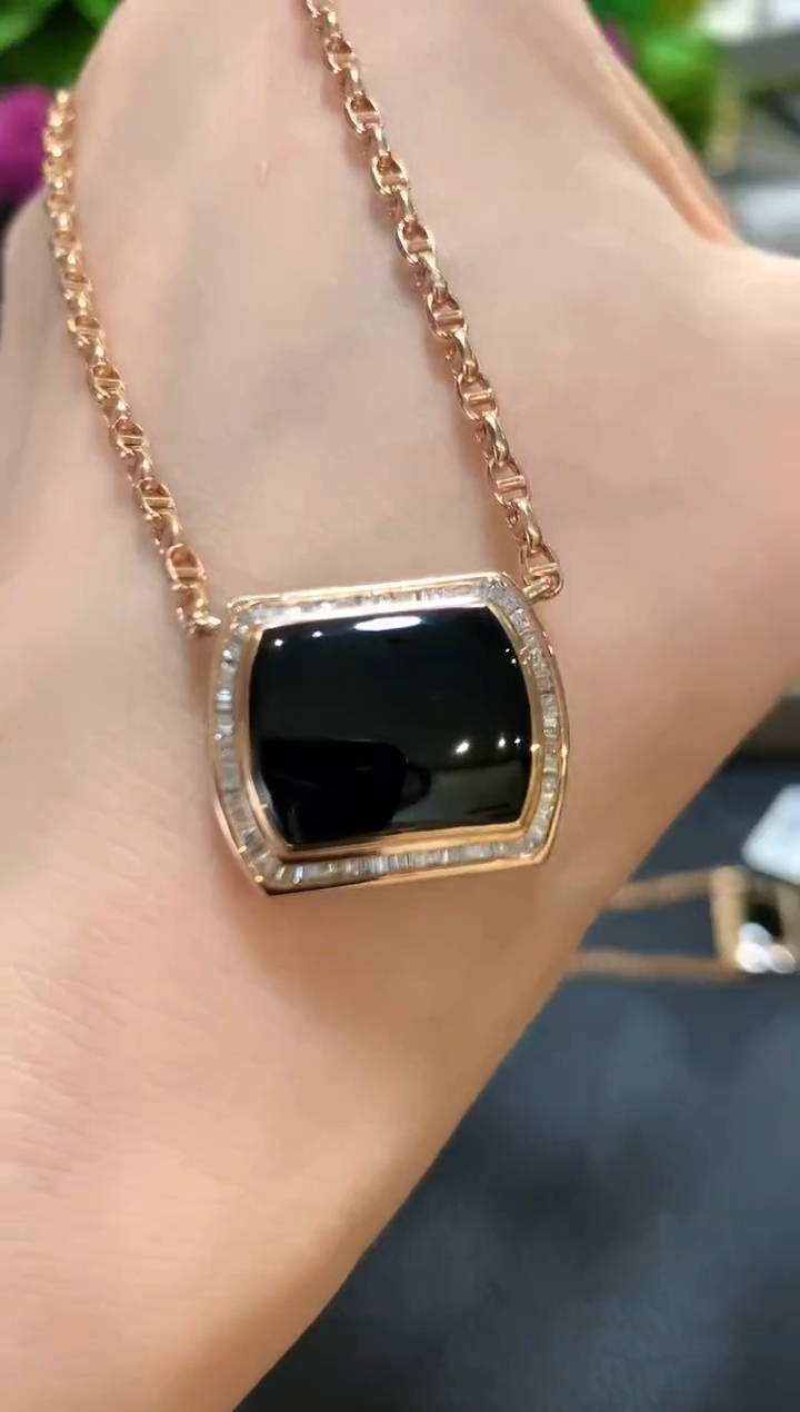 套链18K金镶嵌翡翠m104   