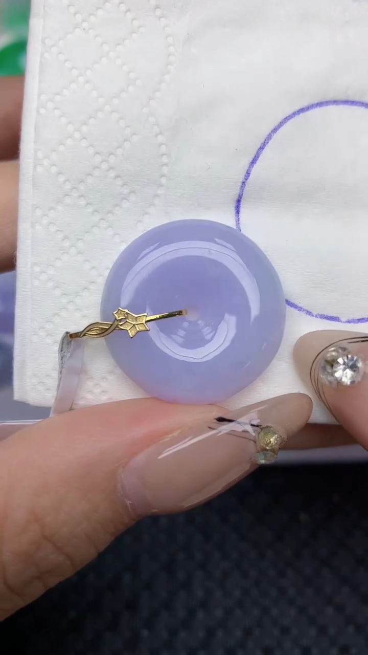 颈饰18K金镶嵌翡翠天然缅甸翡翠a货百元以上9元证书费自理