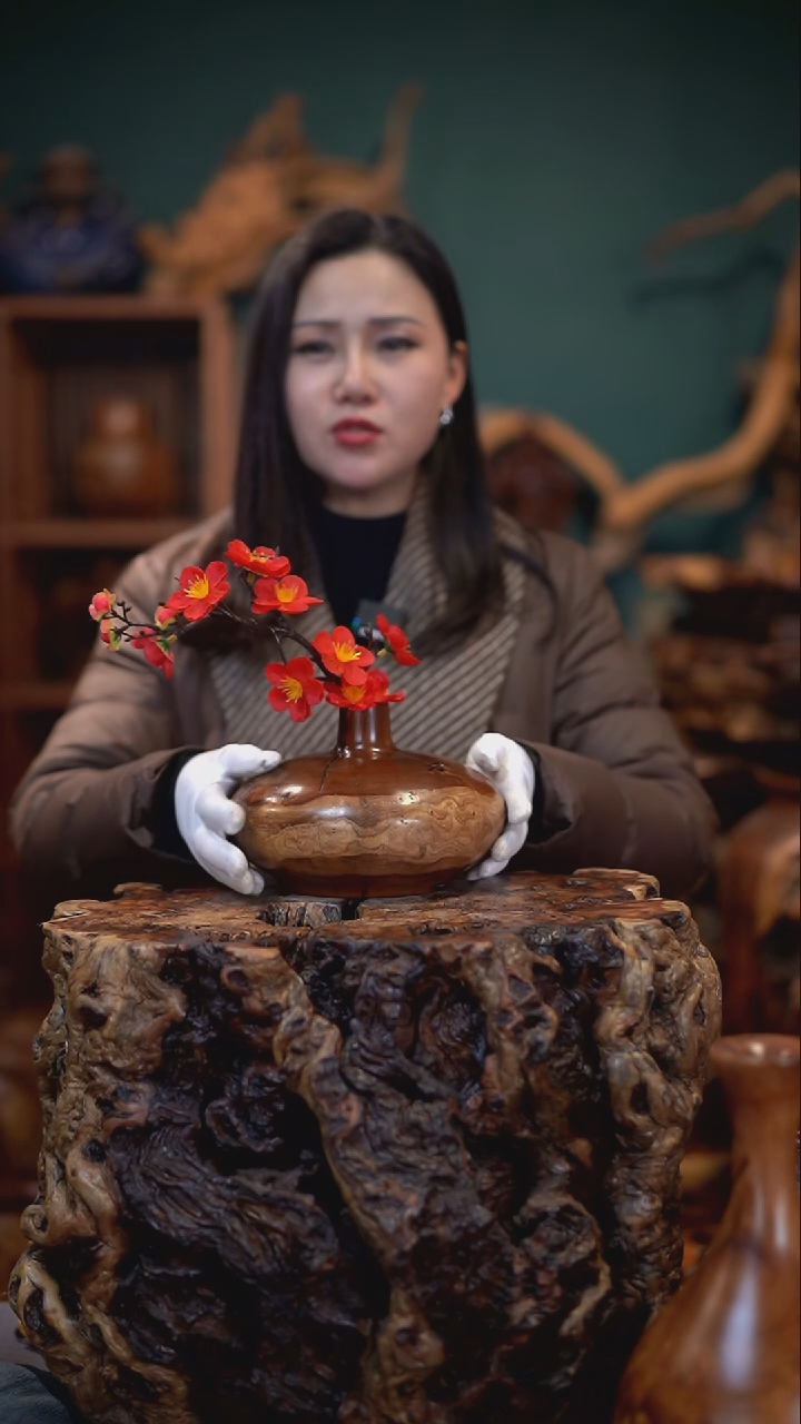 【闪购商品】枣木雷击枣木豆豆瓶