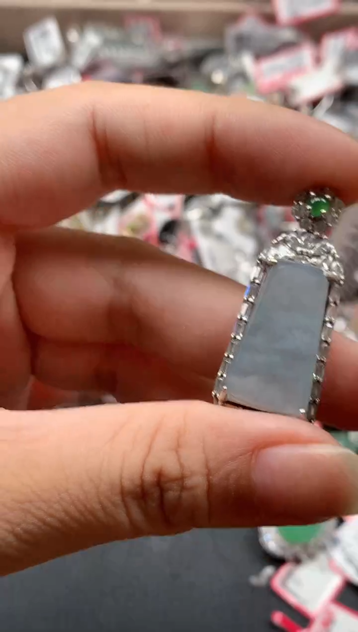 银S925镶嵌戒指翡翠天然A货缅甸翡翠