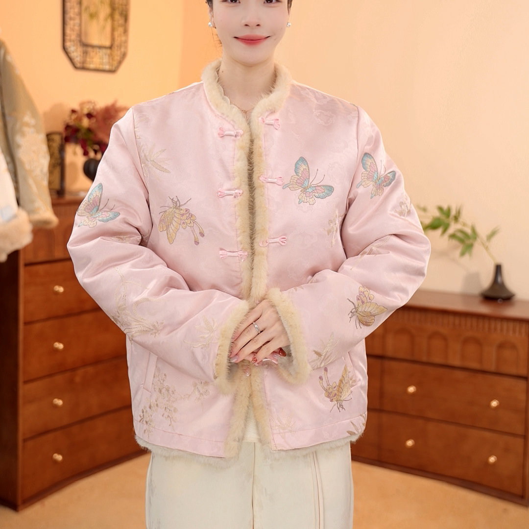 粉蝶绒栖｜新中式百搭女士时尚复古气质国风上衣外套-6397