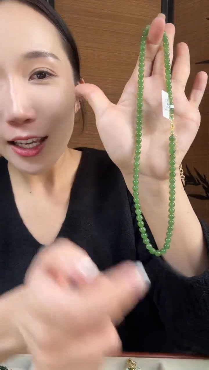 颈饰未镶嵌和田玉（碧玉）6阳绿微矿锁骨链