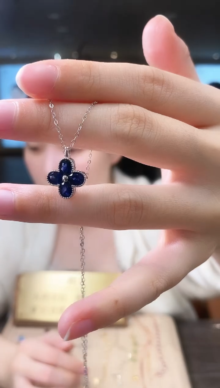 【闪购商品】蓝宝石项链银S925镶嵌09