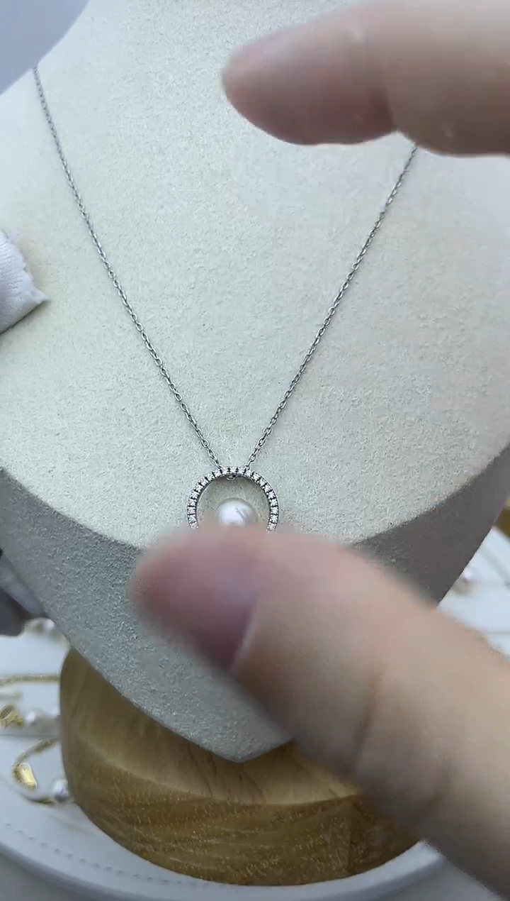 吊坠(赠链)银S925镶嵌海水珍珠7-7.5吊坠