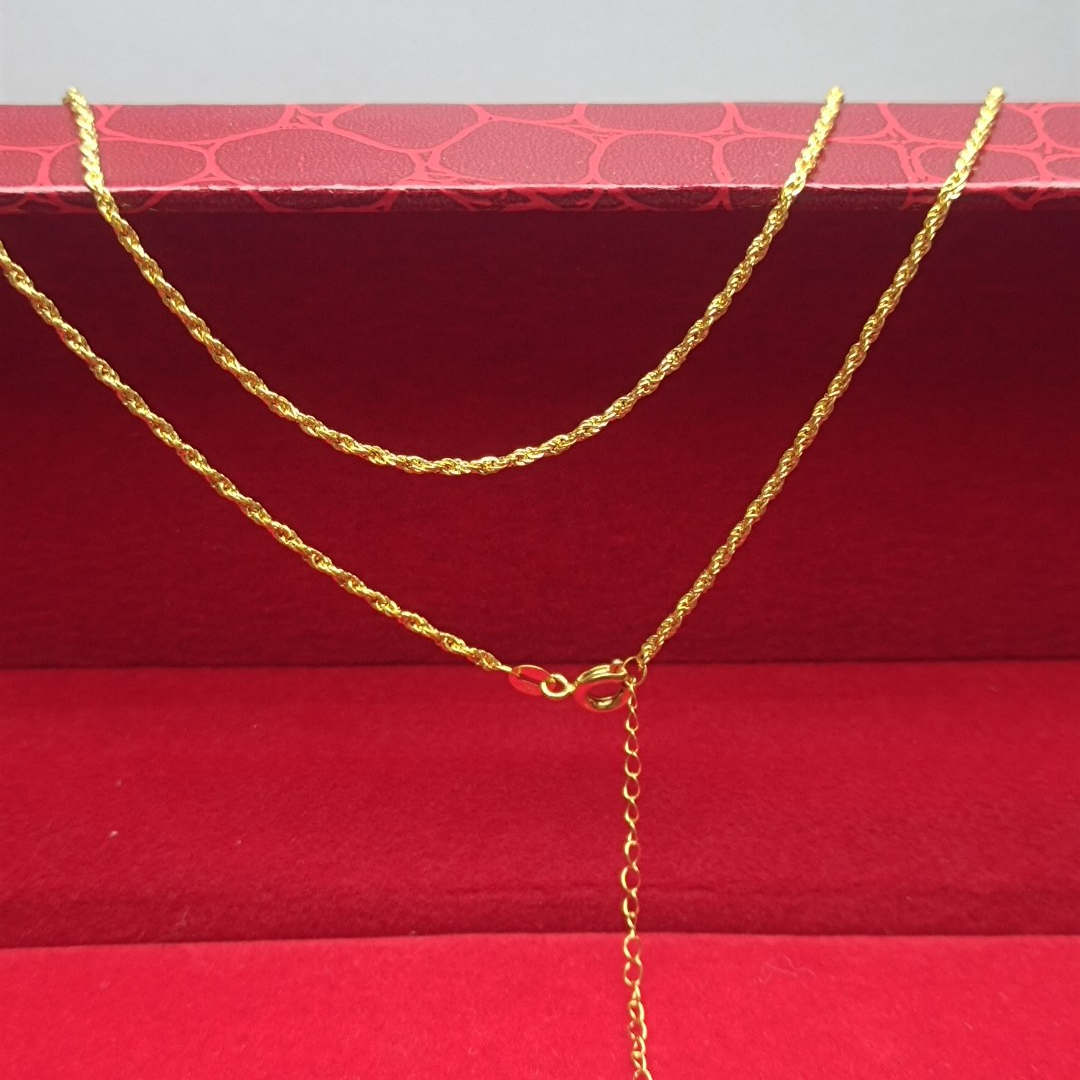 【梦幻专享】18K金 经典麻花项链素金链子麻绳链简约款（45+5cm）