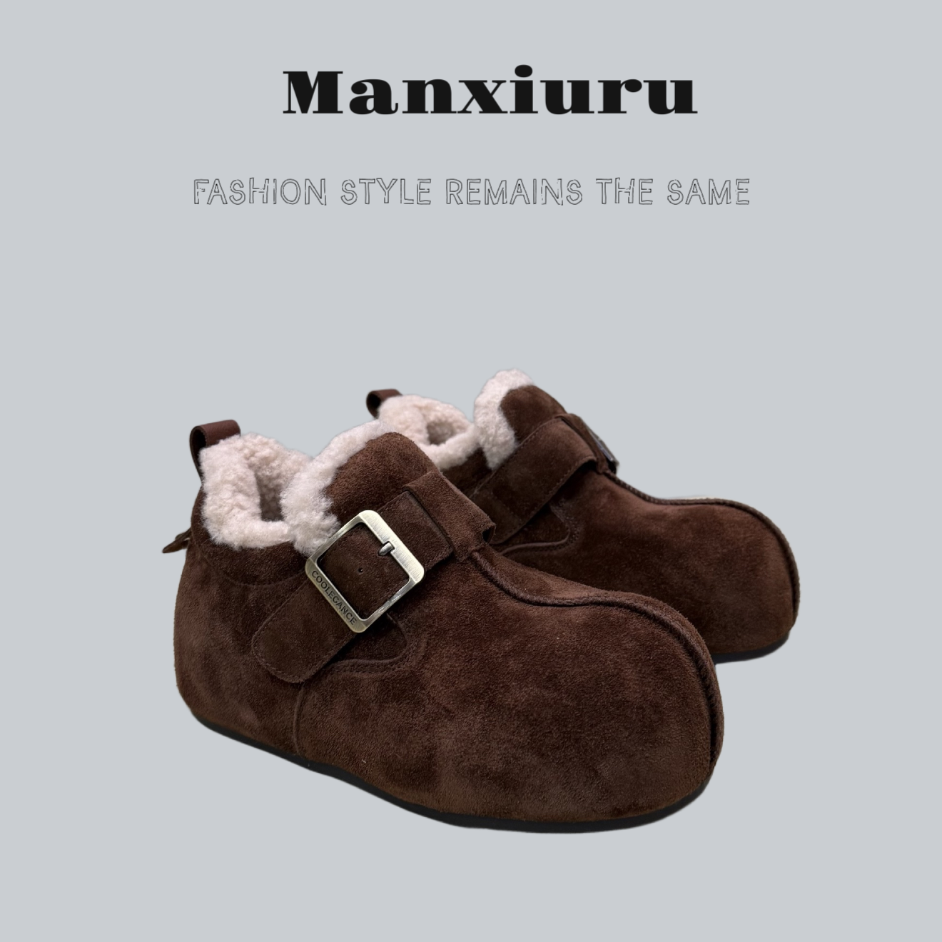 【曼曼】韩货“冬日汉堡王”2025内增加绒百搭扣件博肯鞋休闲鞋2096