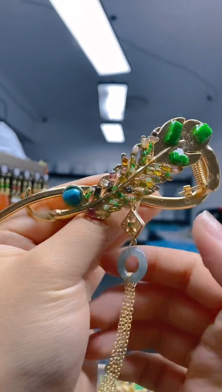 【闪购商品】翡翠耳饰合金0389翡翠发簪