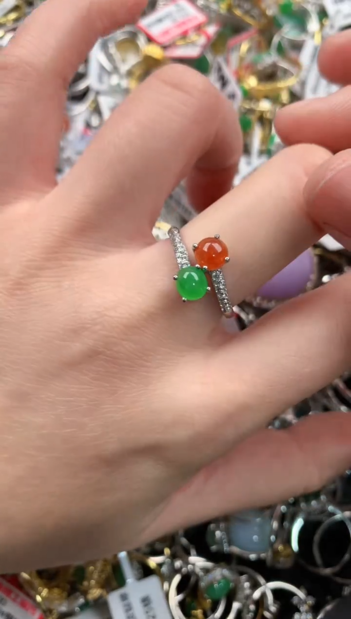 银S925镶嵌戒指翡翠555   8