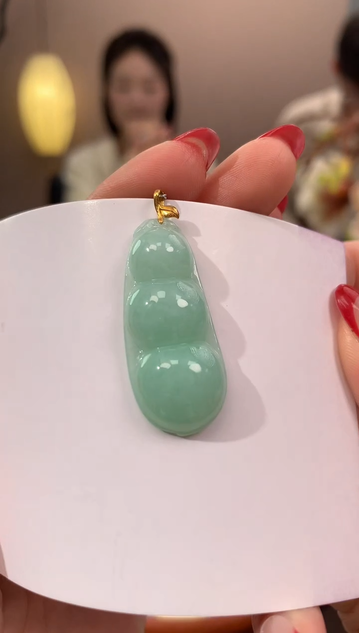 【闪购商品】翡翠颈饰18K金镶嵌天然缅甸a货翡翠