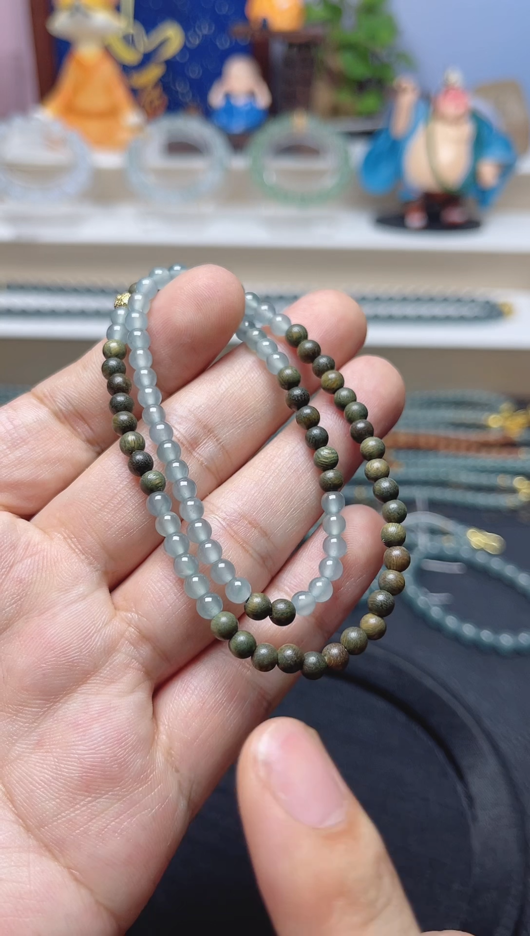 未镶嵌手串翡翠天然危地马拉翡翠A货手串卡4左右