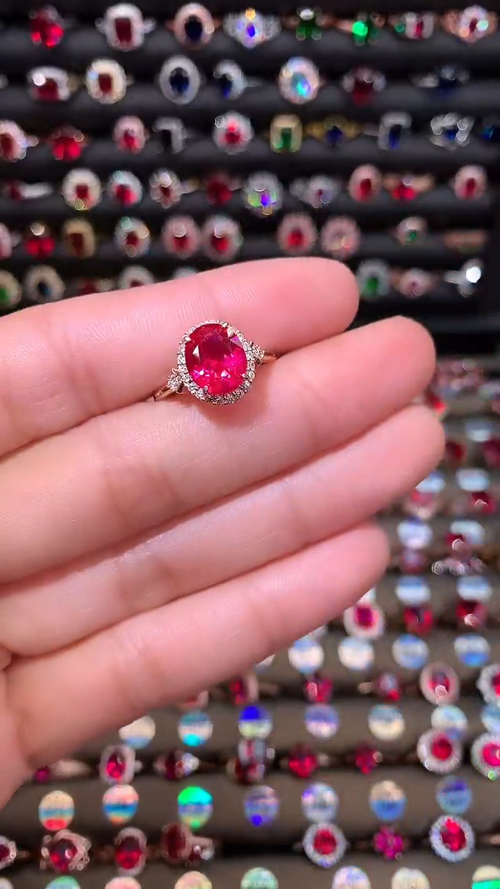 【闪购商品】红宝石戒指银S925镶嵌810玫瑰金