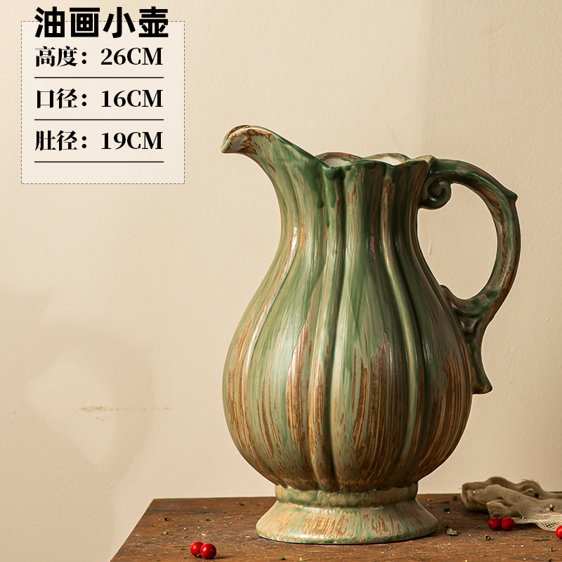 景德镇高档陶瓷花瓶插花油画名宿侘寂风干花禅意水培花器家居摆件