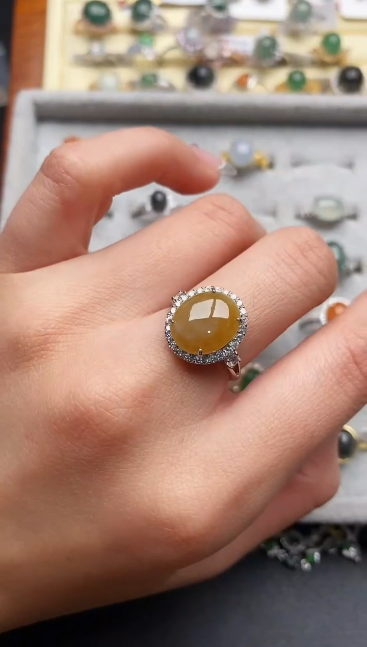 【闪购商品】翡翠戒指银S925镶嵌555555555+4