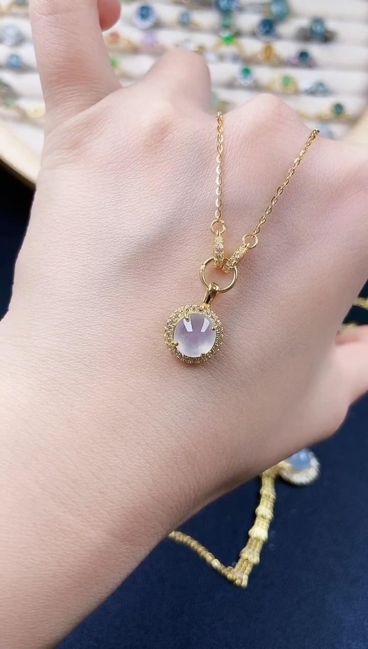 【闪购商品】翡翠银S925镶嵌颈饰46464