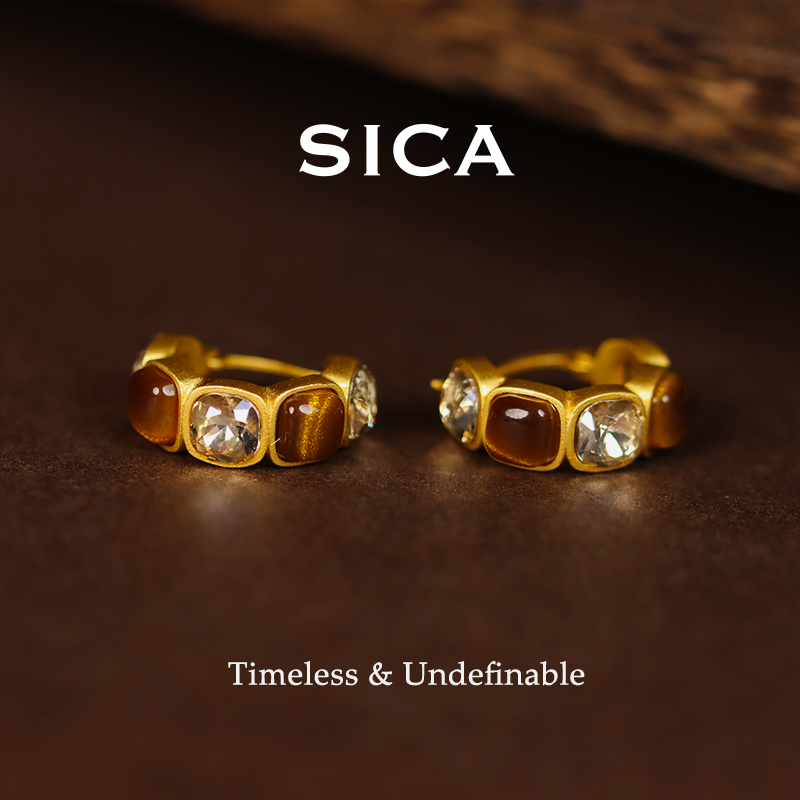 纯铜锆石耳饰 EH363【乌瞰图景】法式轻奢经典复古小众个性耳扣