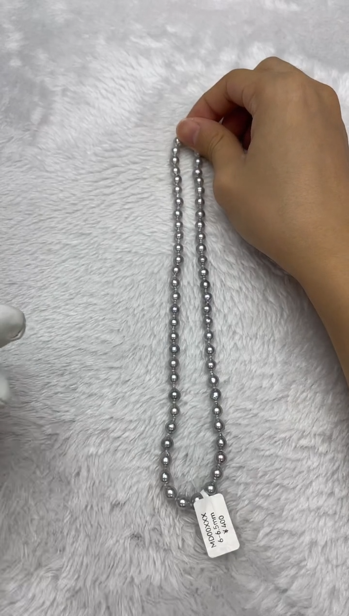 项链银S925镶嵌海水珍珠AK真多麻6-6.5mm