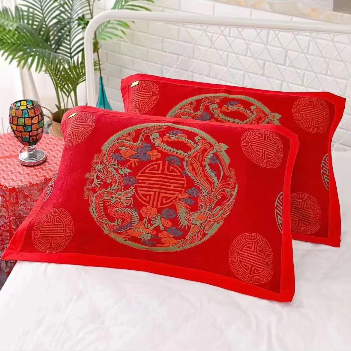 【龙飞凤舞】轻奢家用纱布枕巾{50*80一对}