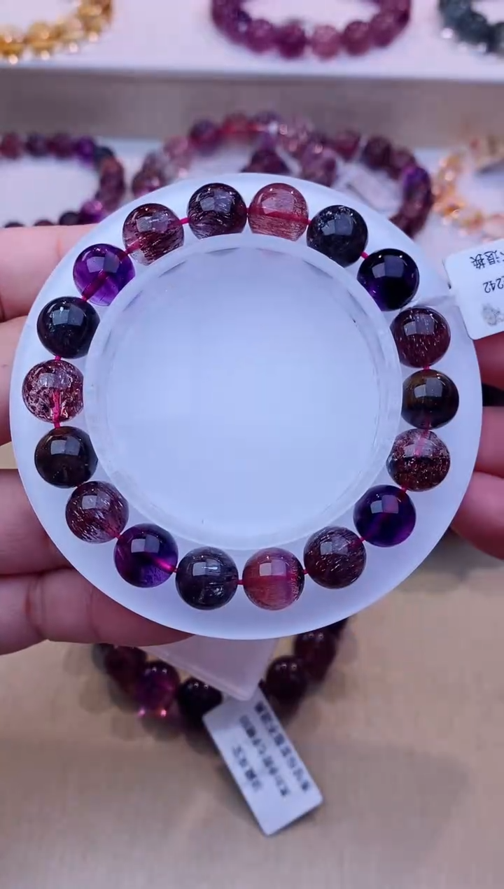 未镶嵌手链水晶黑加仑超七单圈10m+