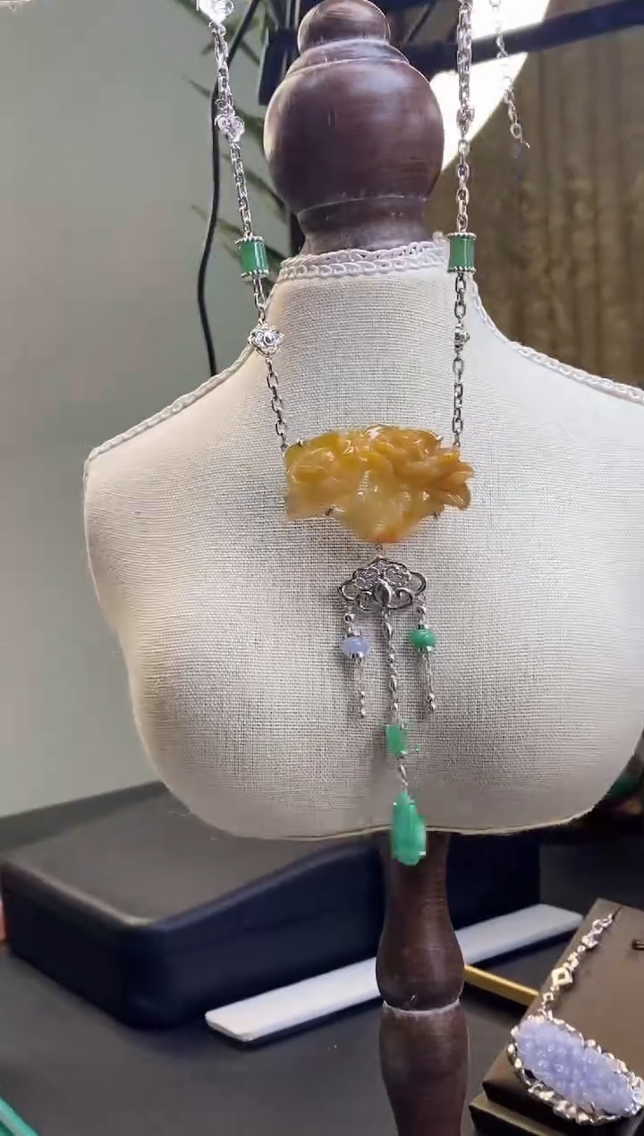 颈饰银S925镶嵌翡翠19345