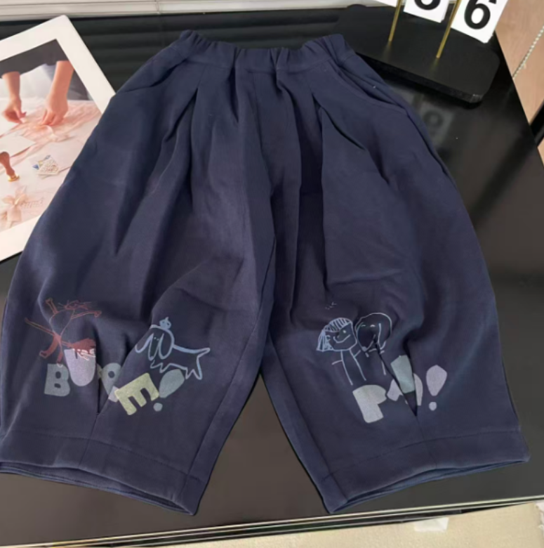 2025年春季新款儿童潮流百搭裤子宽松时尚洋气21158深蓝色长裤