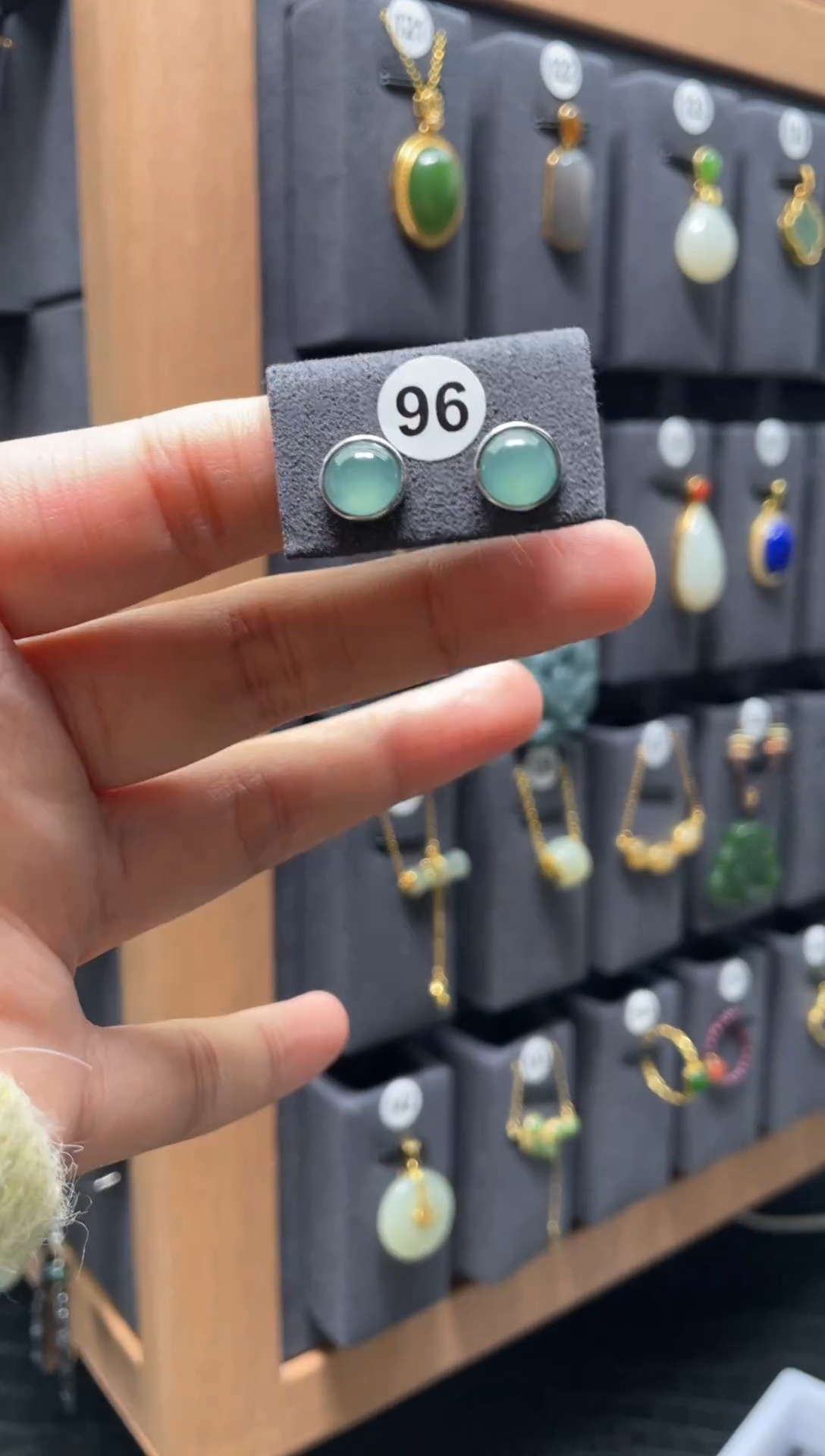 【闪购商品】翡翠耳饰银S925镶嵌0096