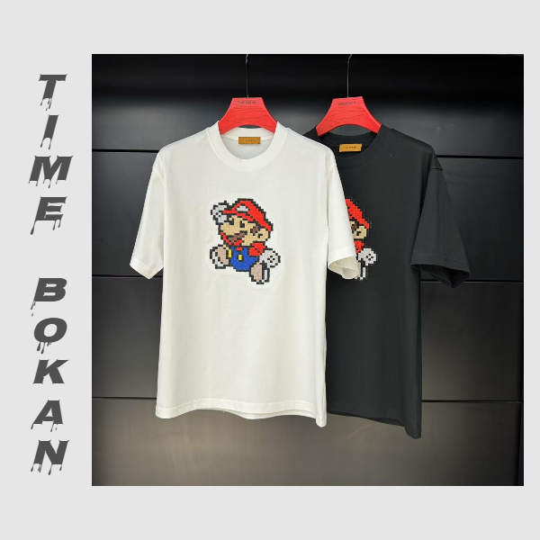 TIMEBOKAN【马里奥】刺绣圆领卡通美式休闲时尚男款T恤9400