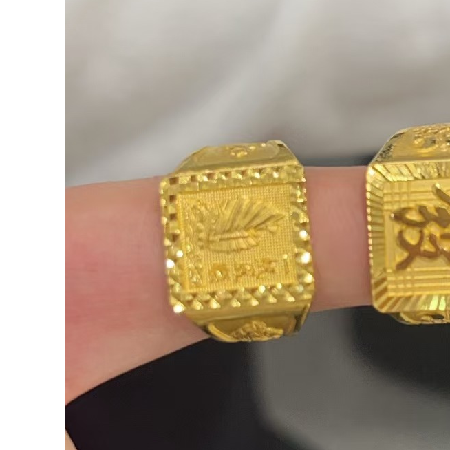 足金999 黄金一帆风顺男士板戒 开口