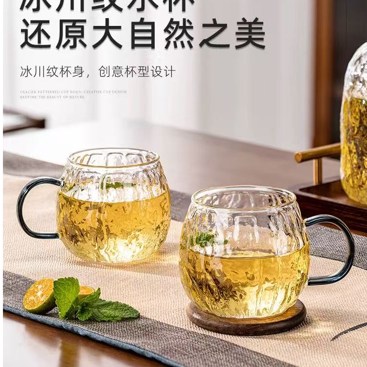 早餐杯玻璃杯防爆耐热双饮款防尘茶杯带盖手柄款透明创意