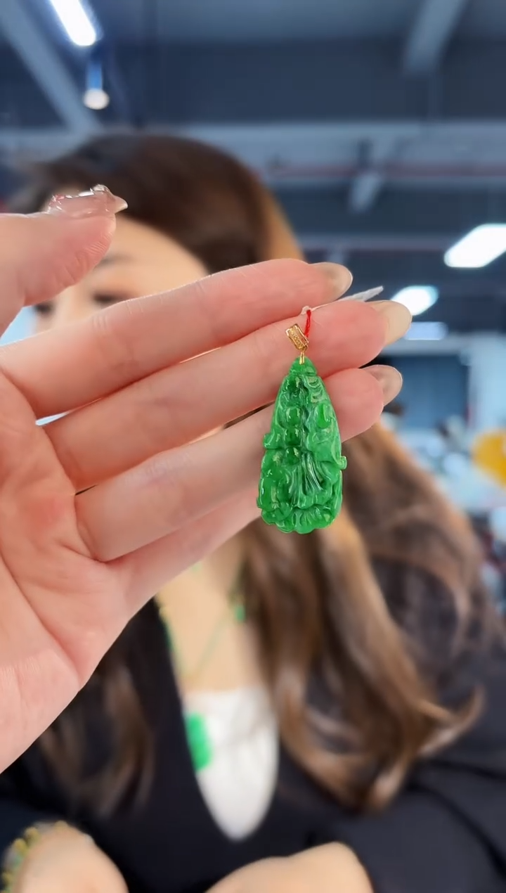 【闪购商品】翡翠颈饰18K金镶嵌缅料A货/支持复检/一件