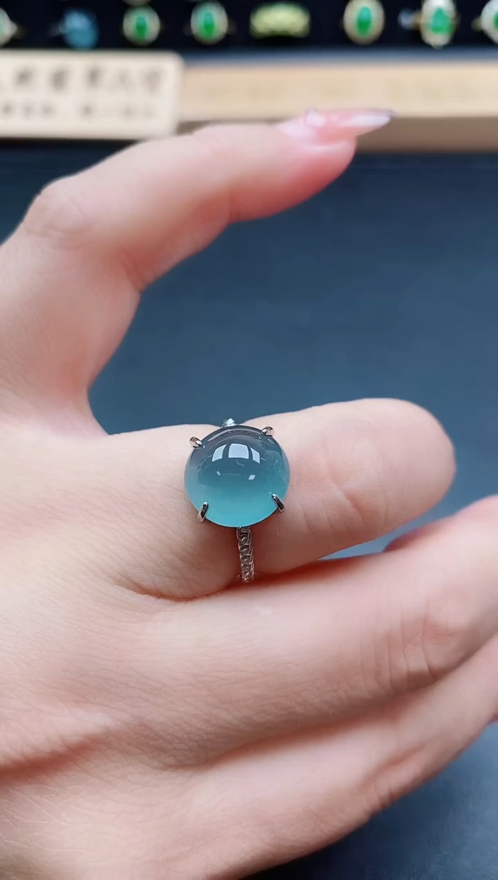 银S925镶嵌戒指翡翠1