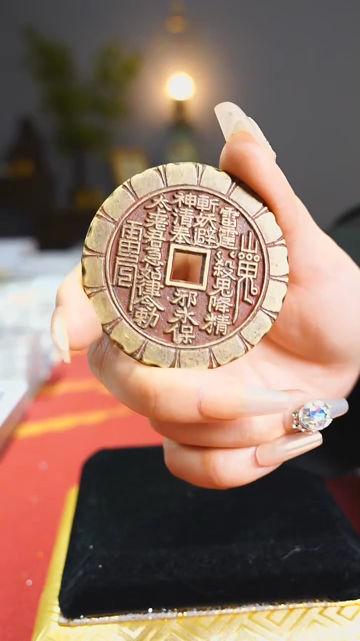【闪购商品】铜元宝纹方孔山花5.4cm/0683