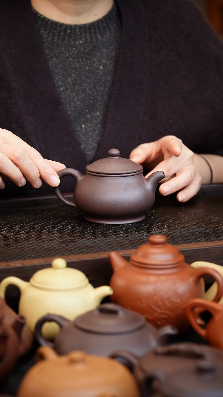 茶壶紫砂潘壶，四井黑墩头，190毫升左右