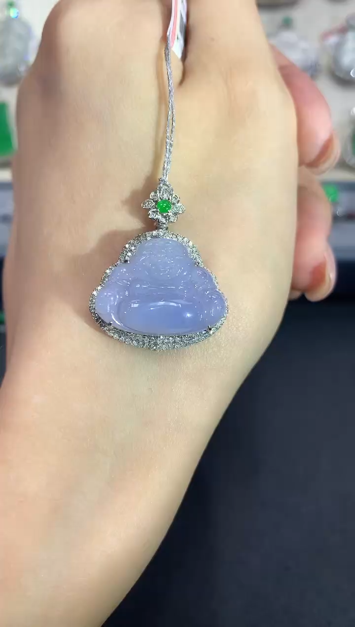 【闪购商品】翡翠吊坠(不含链)18K金镶嵌a98紫货有色差