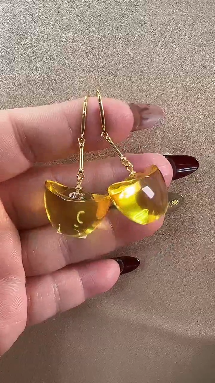 【闪购商品】琥珀耳饰未镶嵌耳环