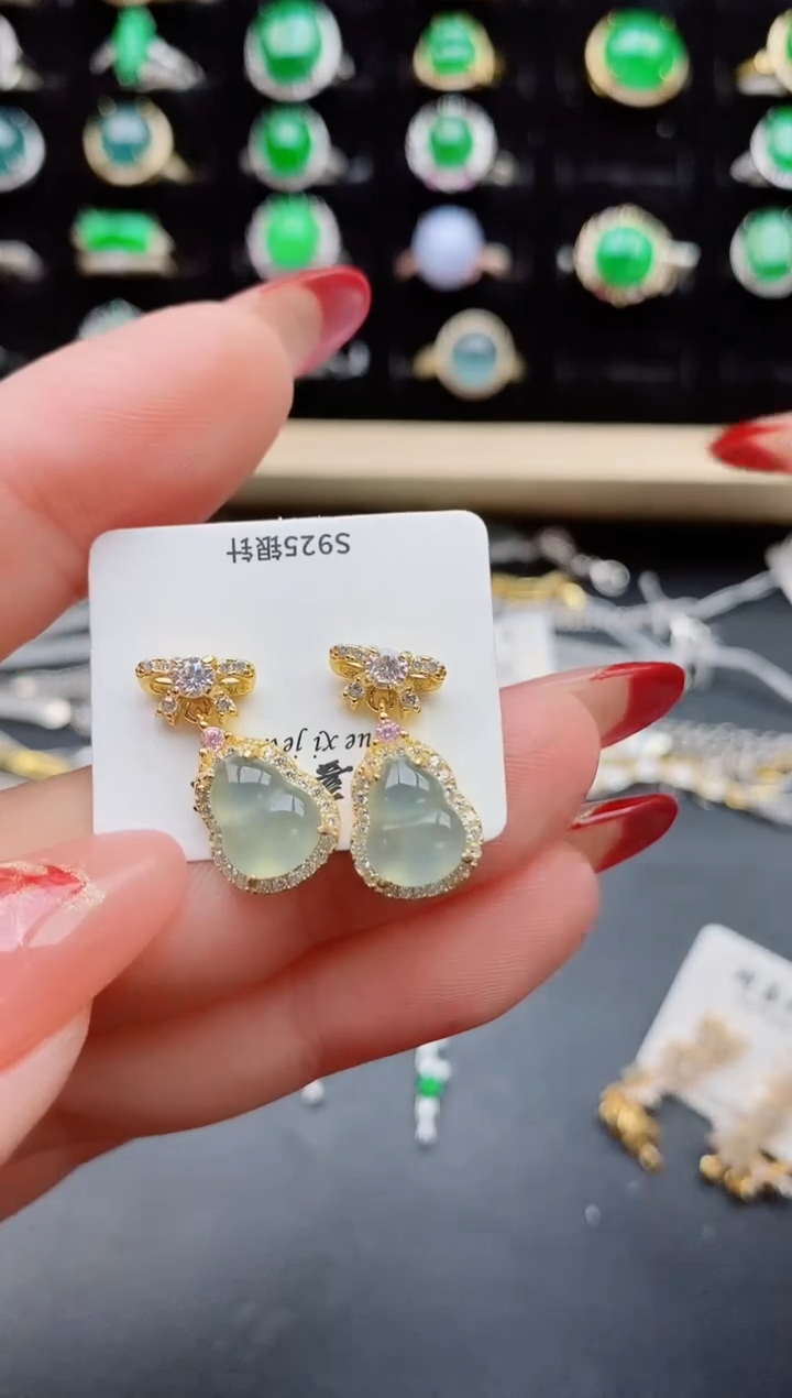 【闪购商品】翡翠耳饰银S925镶嵌321321