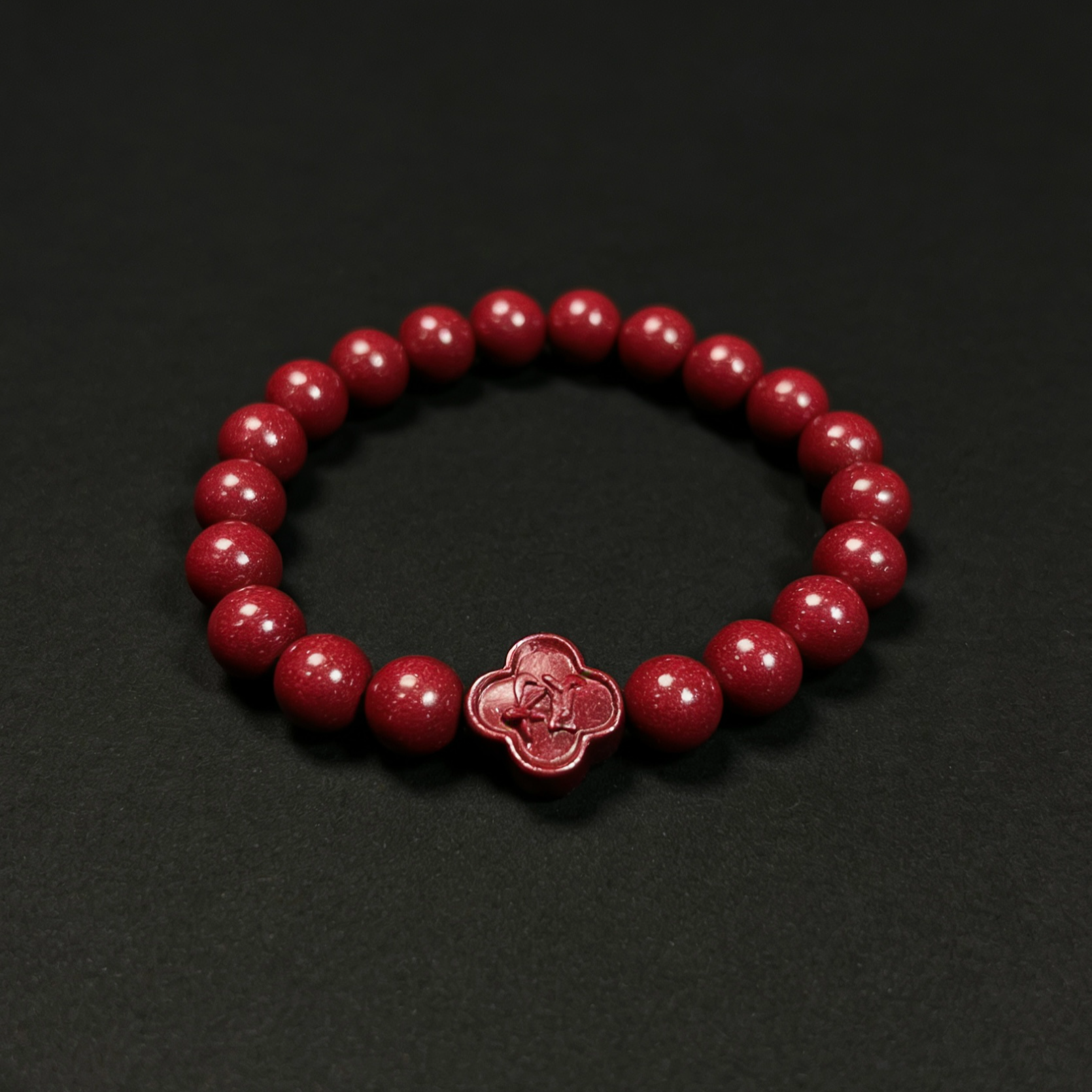 含辰砂工艺品含辰砂朱砂工艺品天然紫金砂四叶草财字精美女士手链