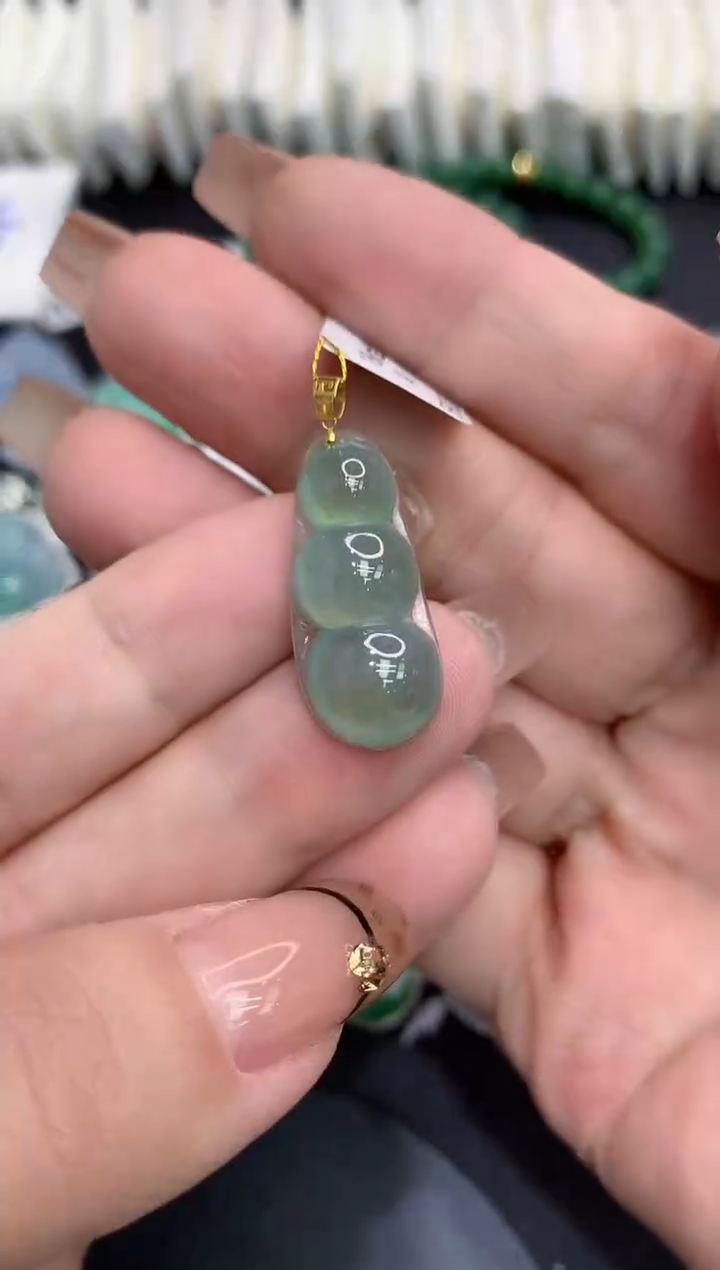 吊坠(不含链)18K金镶嵌翡翠11