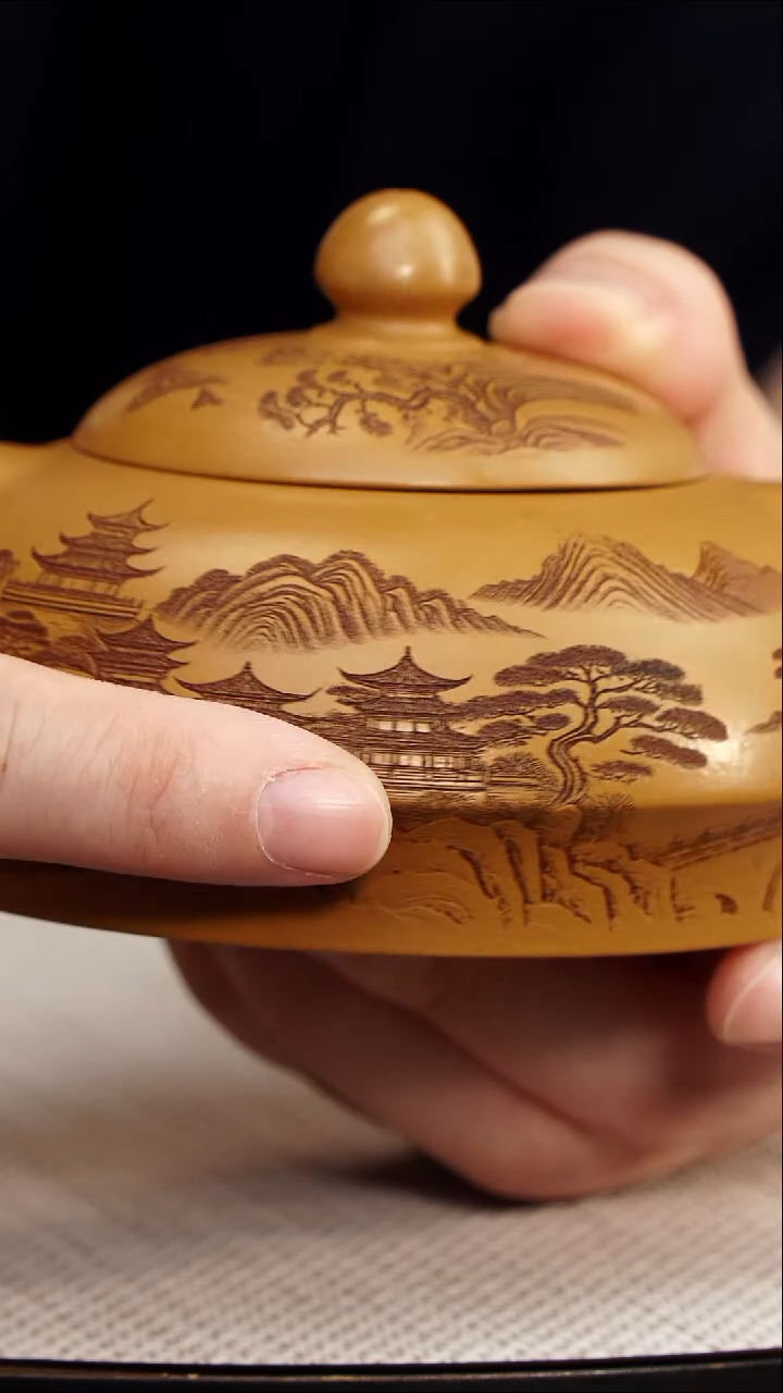 茶壶紫砂山水乳瓢 黄金段