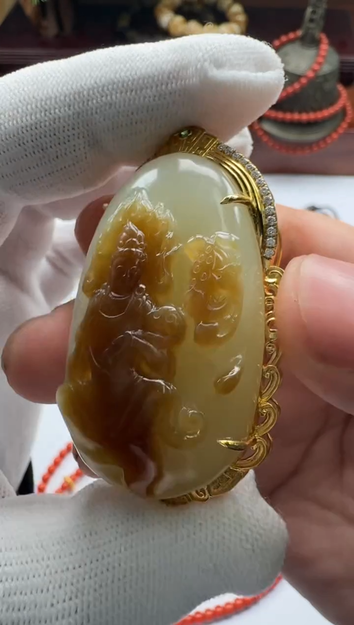 【闪购商品】和田玉（子料）配饰配饰18K金镶嵌配饰配饰