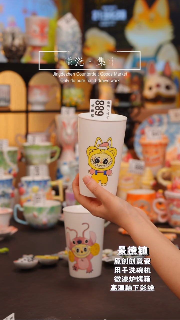 杯子688景德镇手工手绘高温釉下彩