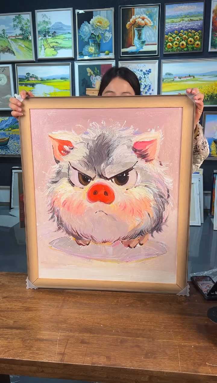 【闪购商品】油画36号 50*60 小猪-手绘油画