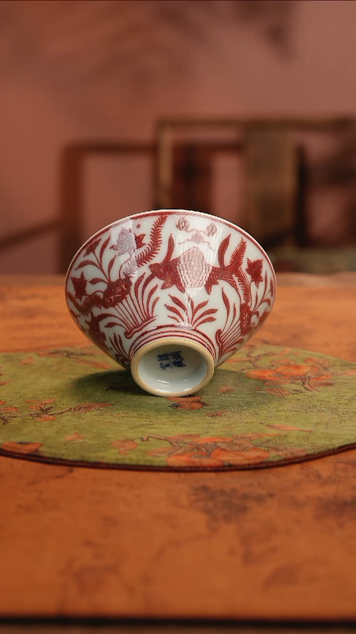 【闪购商品】柴窑釉里红锦铜窑鱼藻