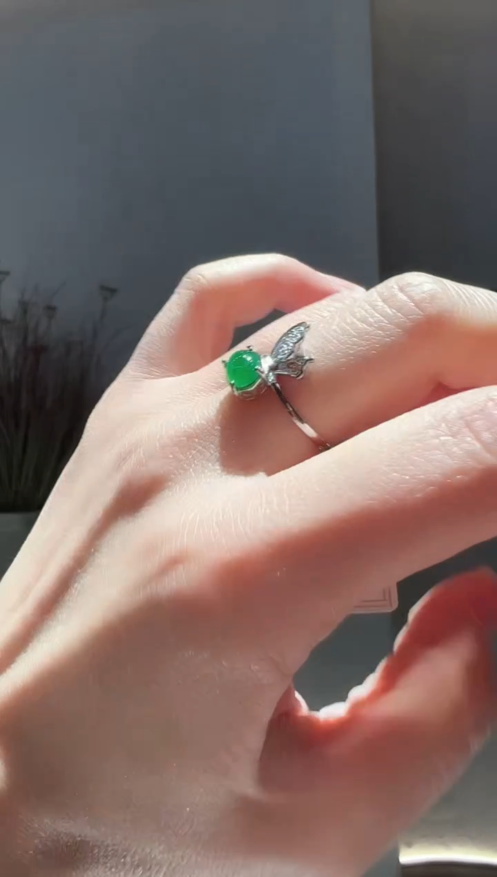 【闪购商品】翡翠戒指银S925镶嵌62】多样性发其一