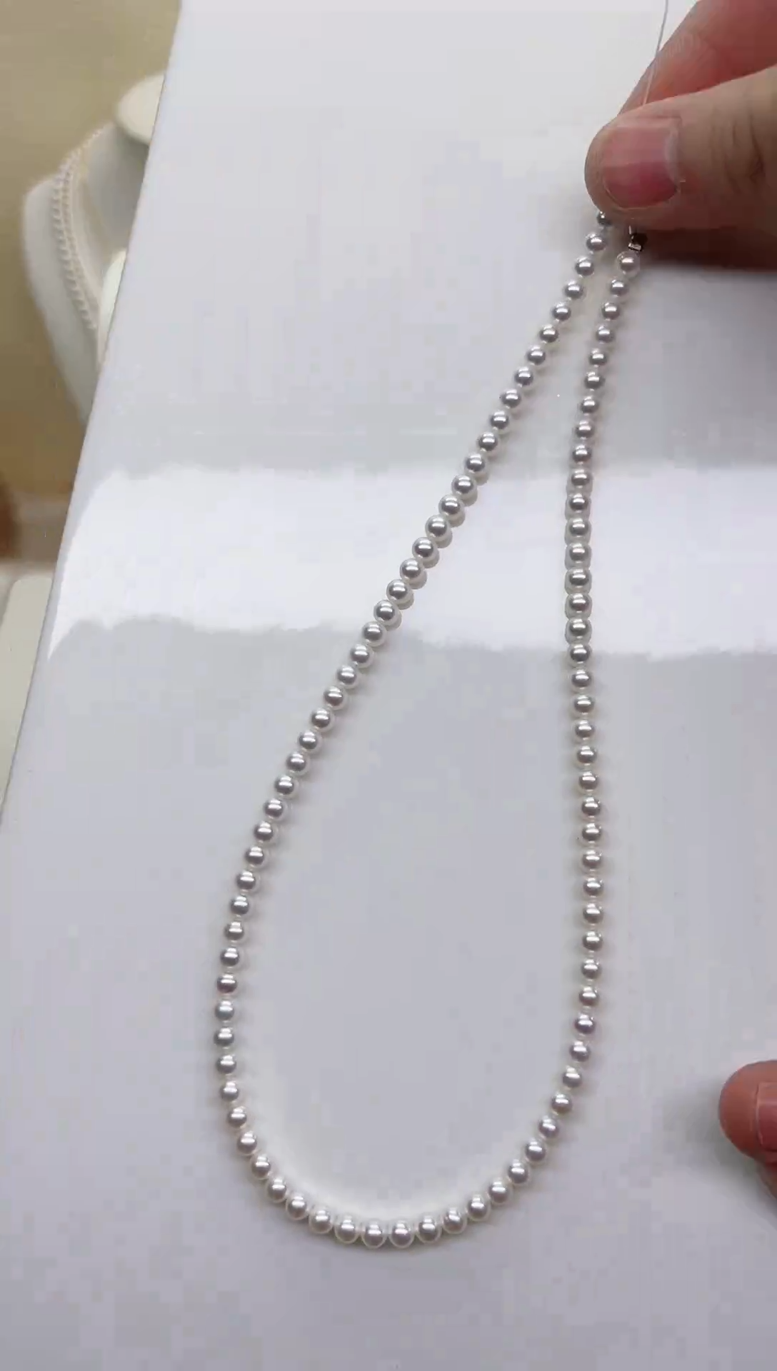 未镶嵌项链淡水珍珠极光白近正圆小米链4-4.5mm